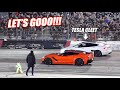 The Tesla PLAID Made It To The Finals In Spectator Drags... (Freedom Factory)