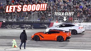 The Tesla PLAID Made It To The Finals In Spectator Drags... (Freedom Factory)