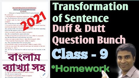 Duff and Dutt Question Bunch English Class 9 || Transformation of Sentences