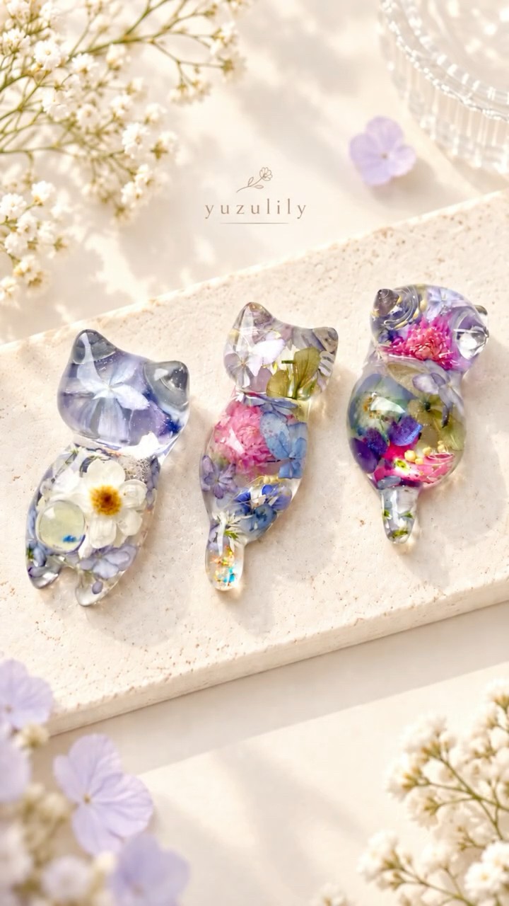 お花を閉じ込めた猫レジン🐈🌸 Flower Cat Resin #ハンドメイド - YouTube
