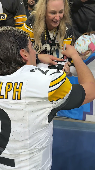 Mason Rudolph signs baby after win over Seahawks #steelers #nfl