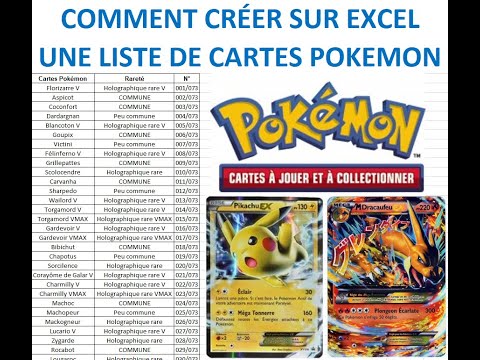 How to create a list of pokemon cards on Excel? Explanations, creations, formulas, tables!