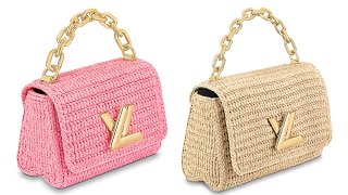 LOUIS VUITTON Raffia Twist Shoulder Bag PM Pink 1090748