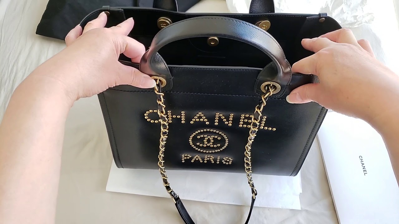 black chanel deauville tote medium