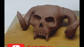 Aldiablo mud skull sculpture handmade