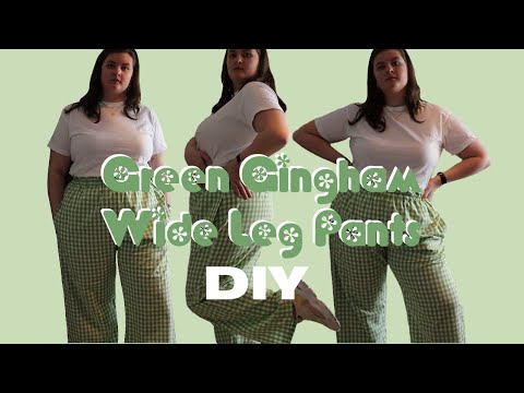 Green Gingham Wide Legged Pants DIY | Curvy Girl Sewing | Etsy Pattern