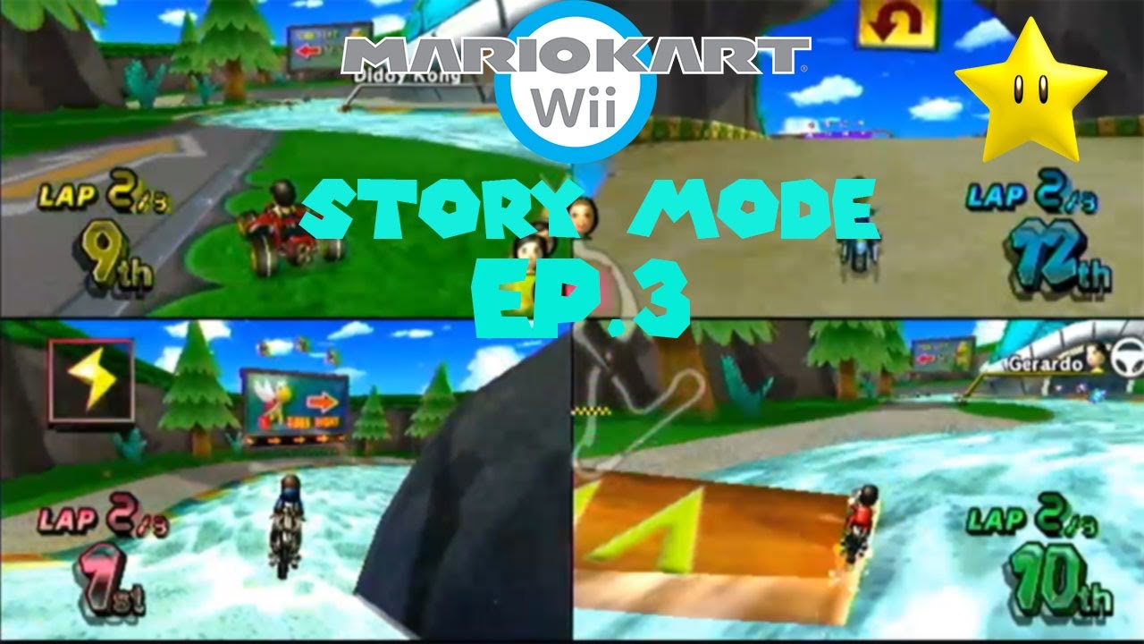Mario Kart Wii (4 Players) Gameday! Story Mode Episode 3 Star Cup