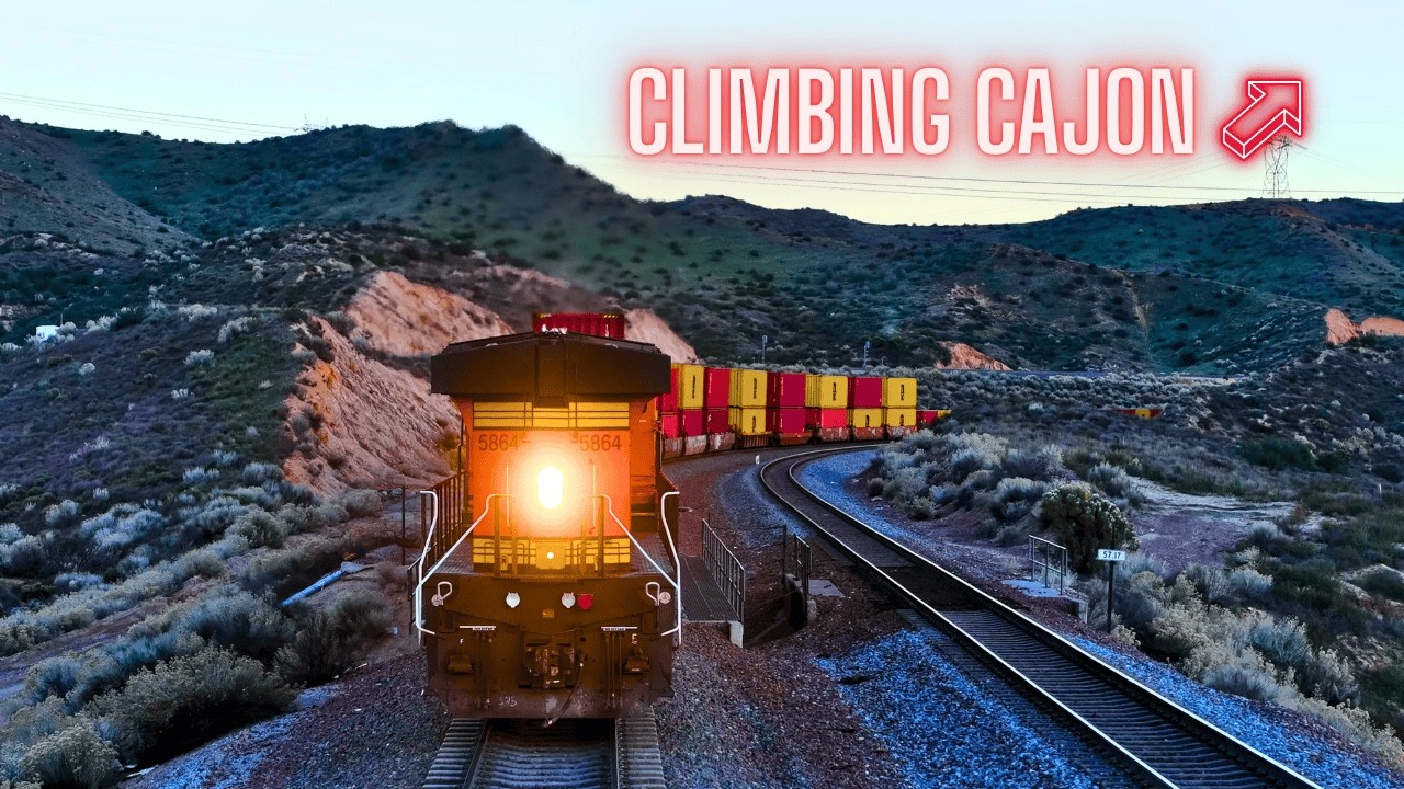 MASSIVE FREIGHT TRAINS OVER THE CAJON PASS - Drone Views, Raw Power & Scanner Audio!