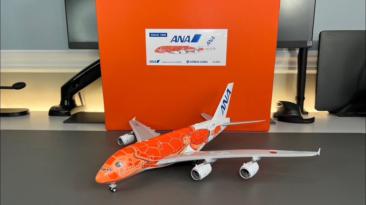 4K - ANA Airbus A380-800 Flying Honu livery Unboxing 1:200 Diecast