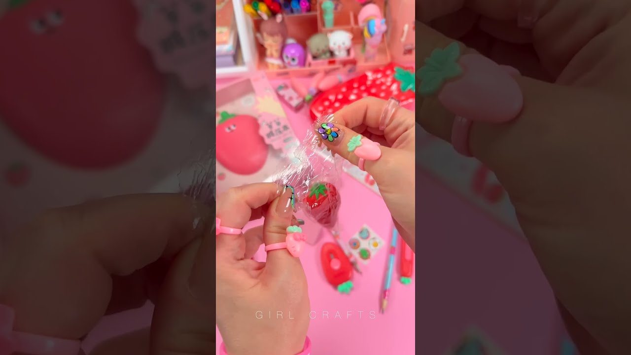 ASMR Unboxing Cute Strawberry Stationery Set NO MUSIC Shorts Youtubeshorts