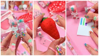 ASMR - Unboxing Cute Strawberry Stationery Set - NO MUSIC - #shorts #youtubeshorts