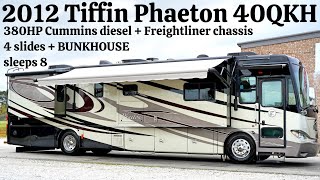 2012 Tiffin Phaeton 40QKH BUNKHOUSE A Class 380HP Cummins Diesel Pusher from Porter’s RV - $134,900