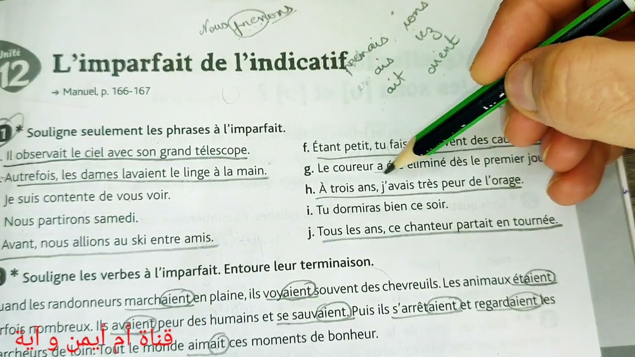 CE2/conjugaison 12 l'imparfait de l'indicatif/exercices page59 cahier d'exercices /croque-feuille