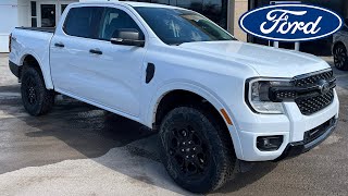 2025 Ford Ranger XLT 301A 2.7L EcoBoost w/ Black Appearance Package in Oxford White Walk-Around