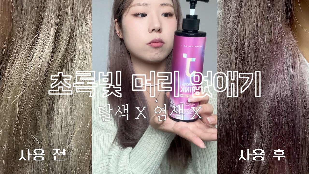 탈색,염색 없이 초록머리 없애기 대작전👊🏻 / 핑크 보색샴푸 사용법 / 카키빛 머리 없애는 법