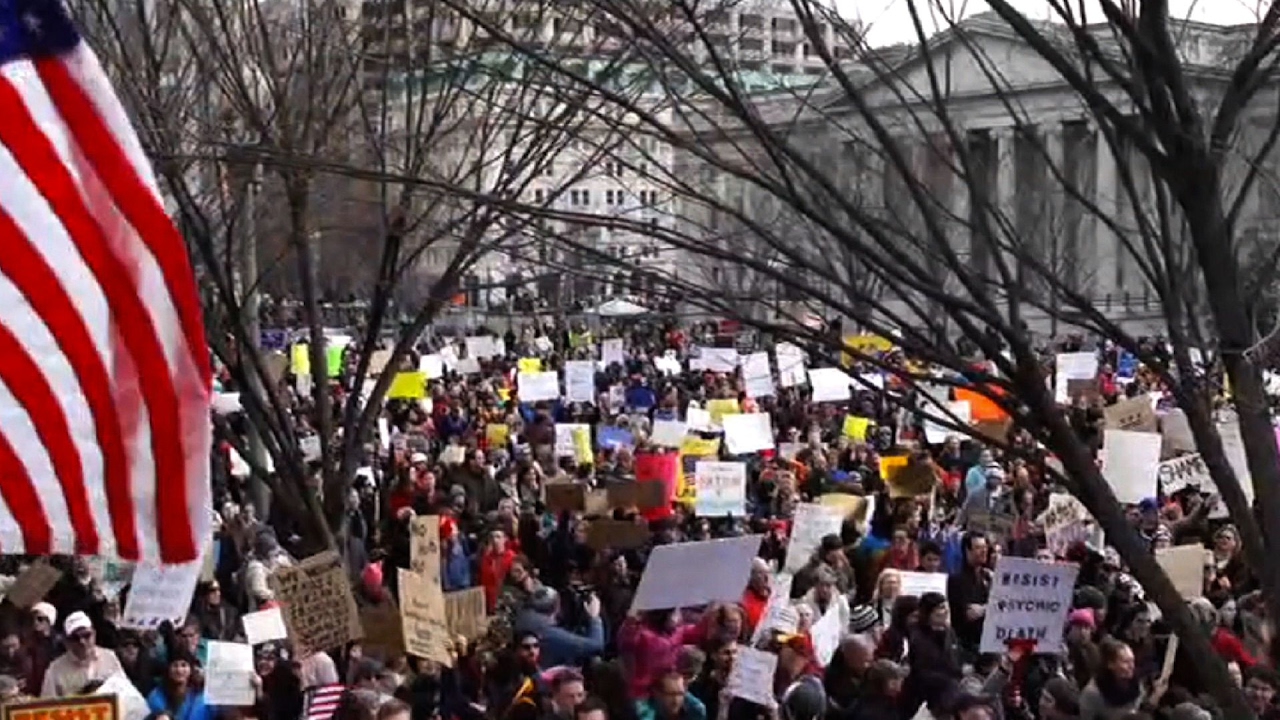 Protesters rally outside the White House - Protesters rally outside the White House