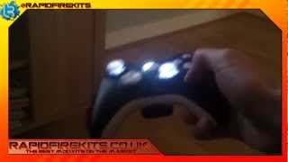 Custom White & Black Xbox 360 Modded Controller - With Rumble Activated LEDs - RapidFireKits.co.uk