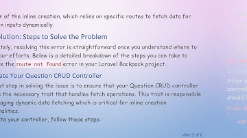 Solving the route not found Error in Laravel Backpack