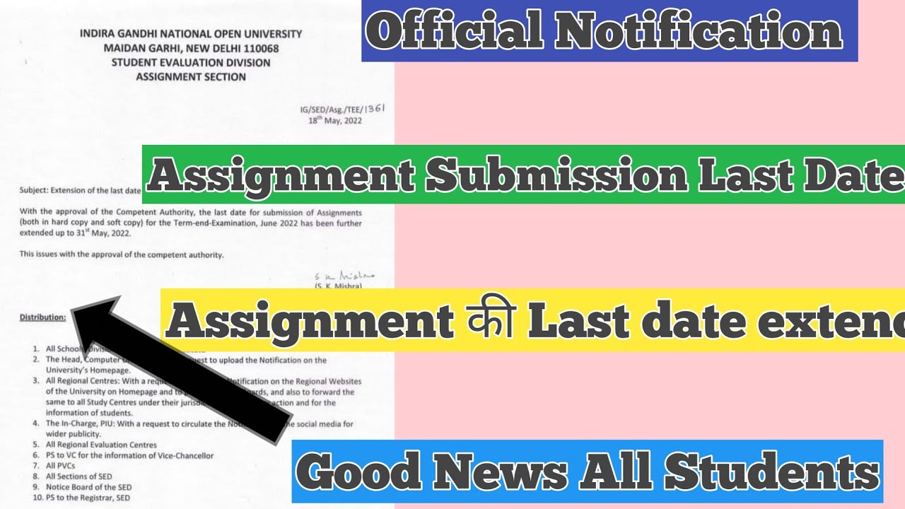 will ignou extend the assignment submission date again