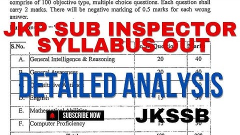 jkssb jkp sub Inspector syllabus out | in-depth analysis | jkpsi