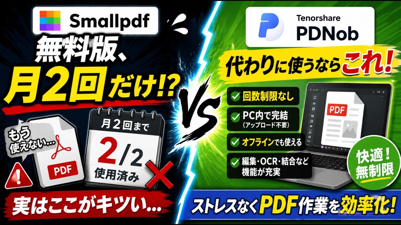 【正直レビュー】Smallpdf無料版、実はここがキツい…代わりに使うならこれ