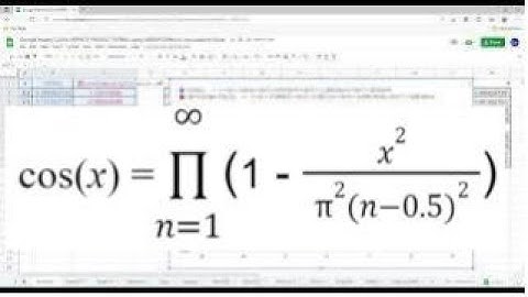Google Sheets COS(x) INFINITE PRODUCT SERIES using ARRAYFORMULA PRODUCT function found in Excel