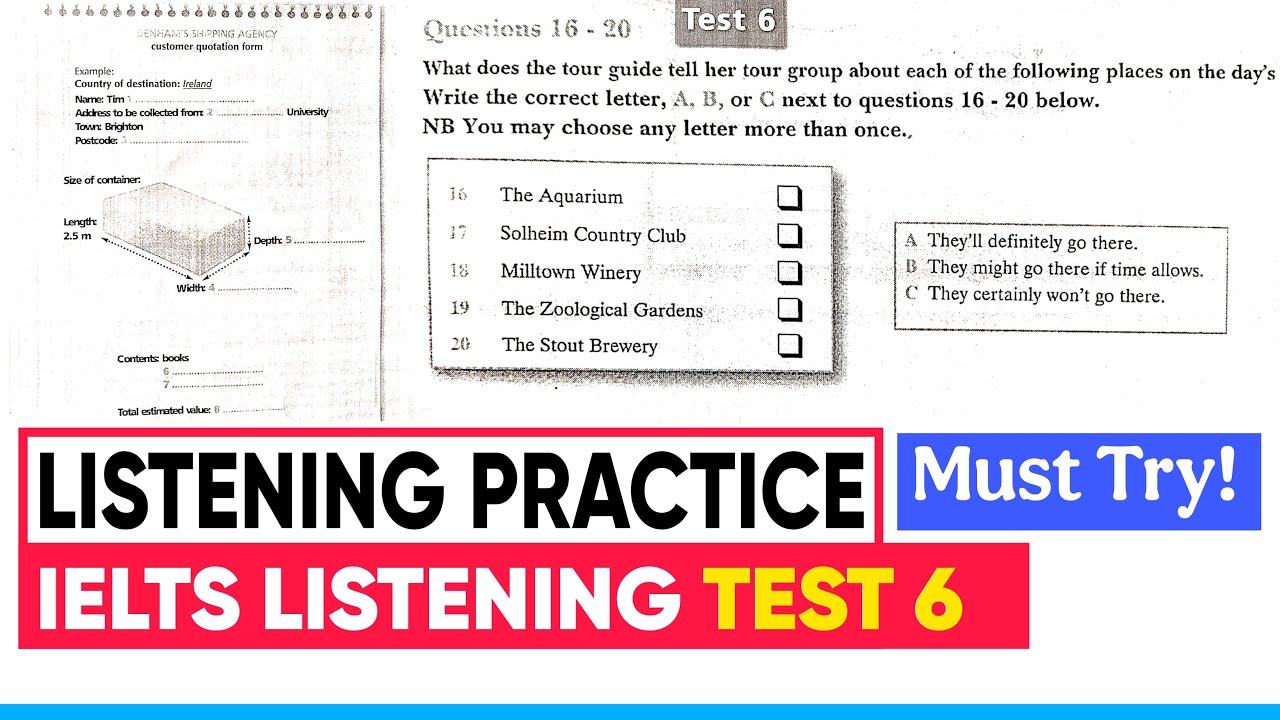 IELTS Listening Test 6 with Answers | Hard Test | Denham's Shipping Agency