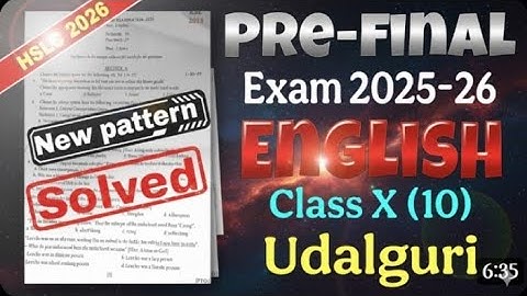 Seba Class 10 Pre-final English Question Paper 2025-26 Udalguri with Solution new pattern HSLC 2026 