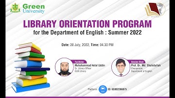 Library Orientation Program for the Department of English, Summer  2022
