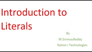 Core Java || literals part-1 || by M.SrinivasReddy