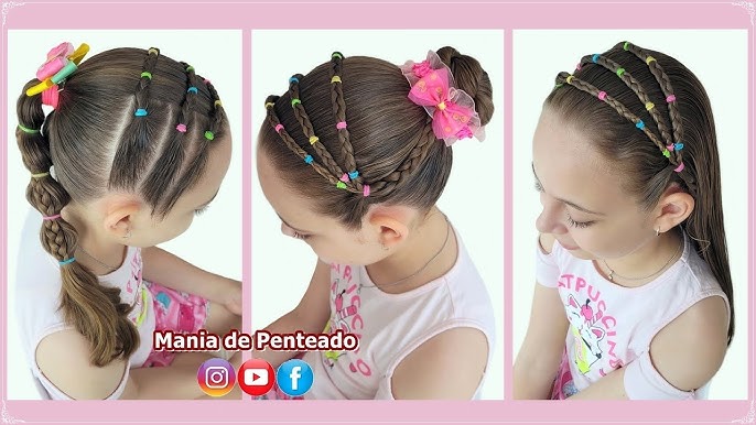 Penteados Infantil Fácil com Coque 🥰 Easy Bun Hairstyle for Little Girls  😍 