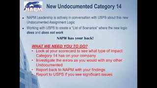 NAPM - USPS Undocumented Category 14