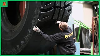 How To Retread Giant Tyre Properly With Retreading System & Technology. Amazing Bead Push Off Tool