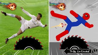 8 Min Real Football vs Stickman | Stickman Dismounting funny moments | Best Falls 44