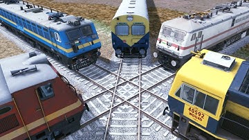 5 TRAINS CROSSING EACH OTHERS ON NEW DIAMOND TRACKS | Beamng.Drive | TRAIN SIMULATOR
