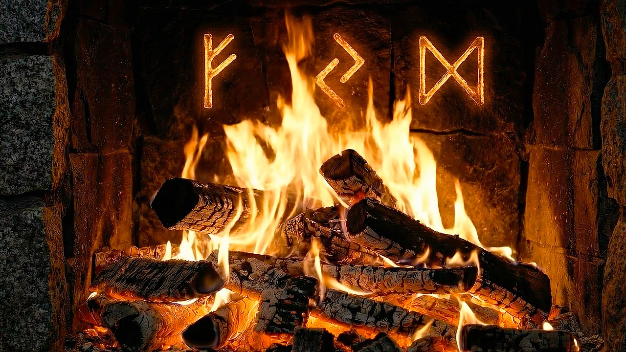 10 Hours of Abundance Rune Fireplace Ambience | Fehu Jera Dagaz | Real Fire Sounds