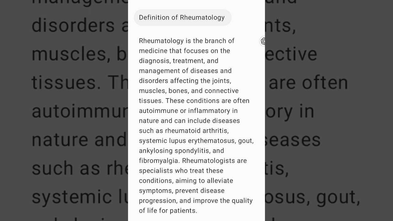 Definition of Rheumatology 
