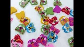 butterfly wooden button flatback applique wholesale craft supplies WholesaleSarong.com