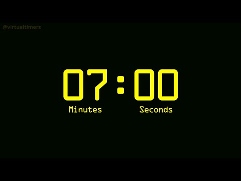 7 Minutes Countdown Timer with Alarm - Retro Digital - Yellow