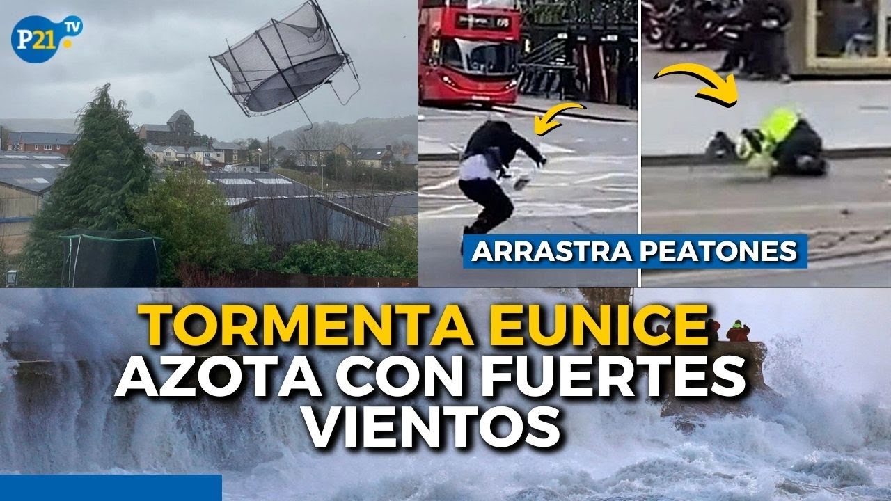 TORMENTA EUNICE destruye casas y tumba peatones