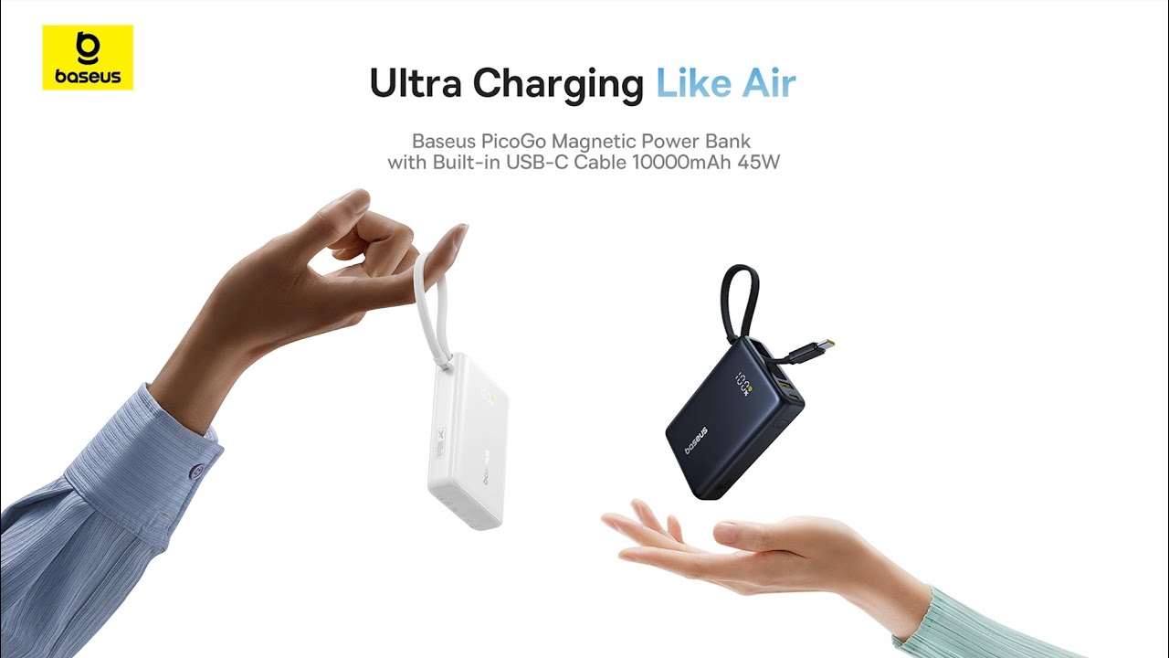 Baseus PicoGo Digital Display Power Bank 10000mAh – 45W Fast Charging for iPhone & More!