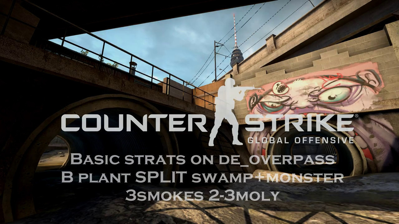 CS:GO Lessons #8 [DE_OVERPASS T SIDE: B PUSH] [B slpit / SWAMP ...