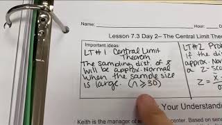Stats 7.3 Central Limit Theorem