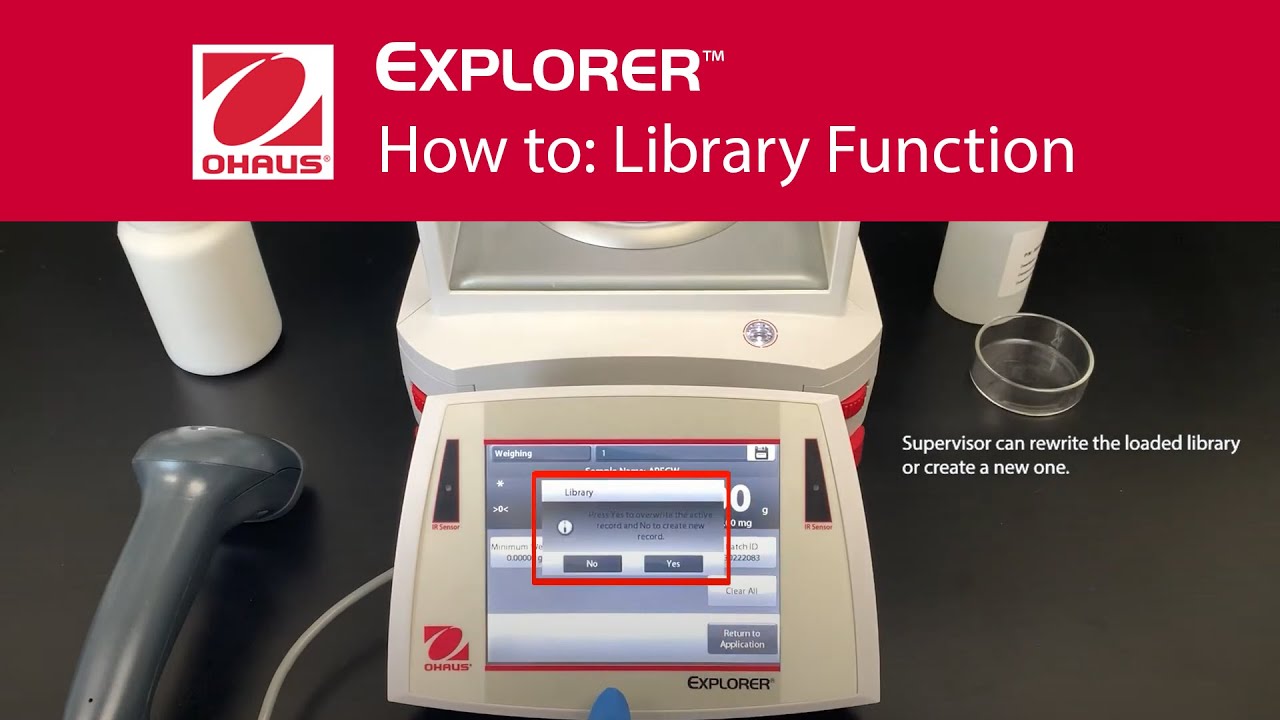 How to: Library Function - OHAUS Explorer™ Laboratory Balances - YouTube