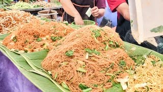 Bangkok Street Food. Cooking Five Types of Noodles. Thailand
