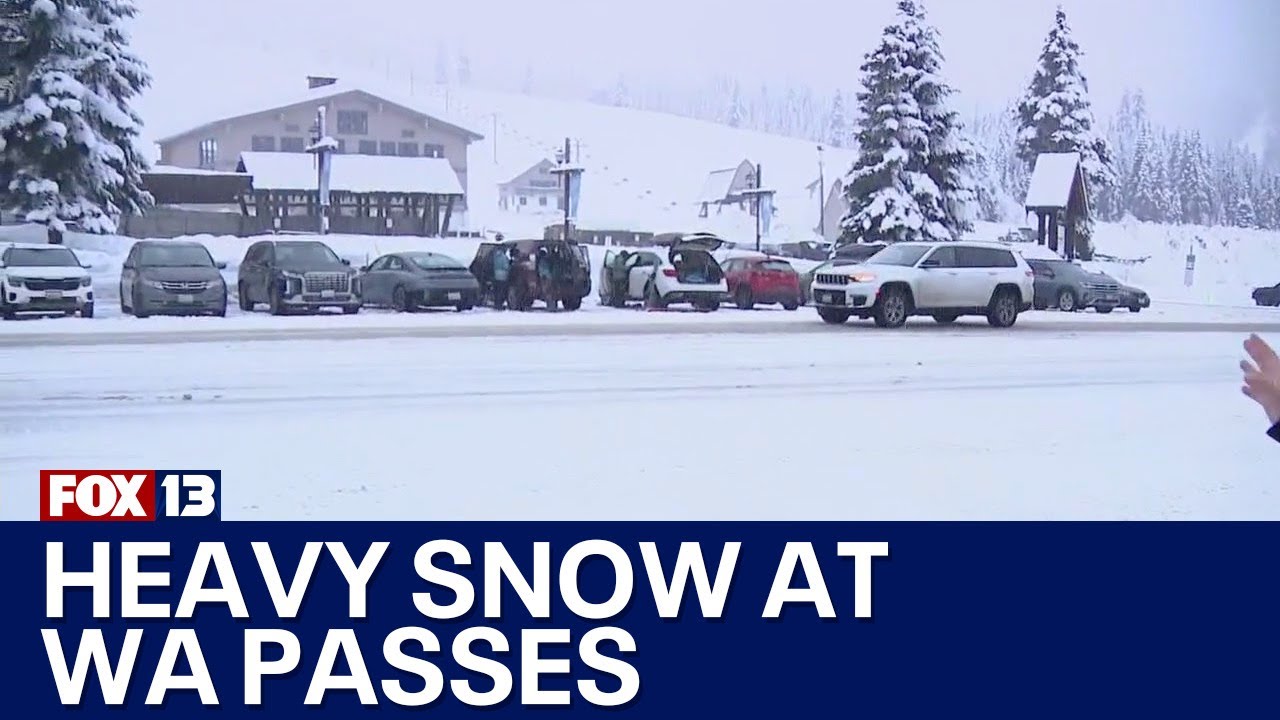 Heavy snow falling at WA mountain passes | FOX 13 Seattle - YouTube