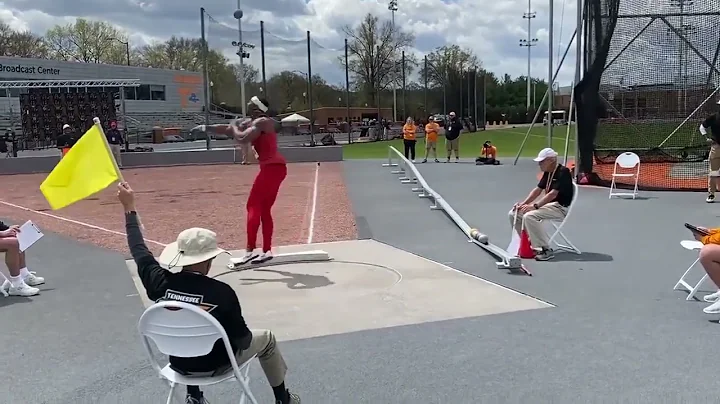 Kyle Garland throws 16.65m in the shot put at the ...