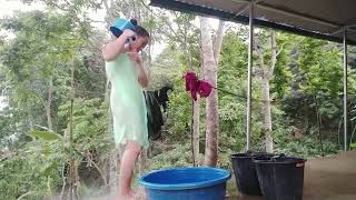Beautiful Girl Village Bathing: Asian Girl Washing From Work Ep.#04