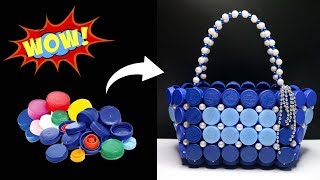 Beautiful Bag from bottle caps ! Bottle caps diy ideas ! best out of waste ! Tas tutup botol