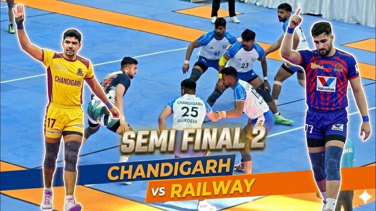 Chandigarh vs Railway 2nd semi final clash||72nd senior national championships men's|Vadodara